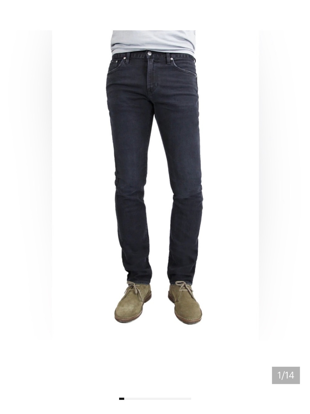 SMN denim Hunter Men's Slim Straight Jeans in Black Gray 33